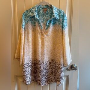 Chico Size 2 Multicolor Patterned Tunic Top